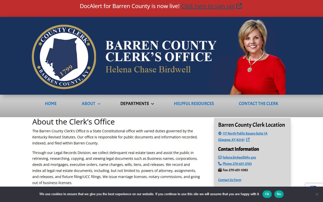 Barren County Circuit Court Clerk distinction from County Clerk office duties
