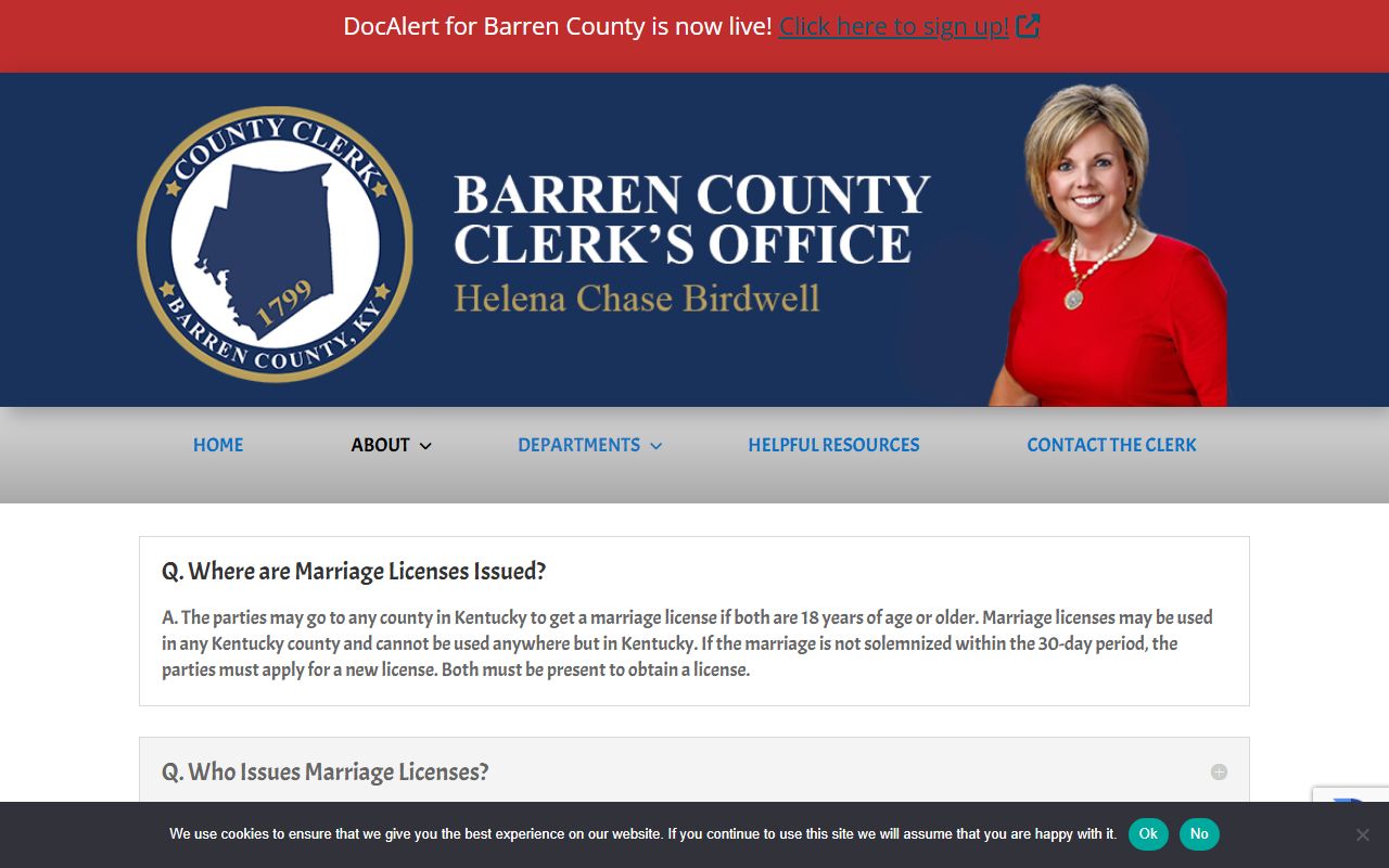 Barren County marriage records County Clerk marriage license FAQ